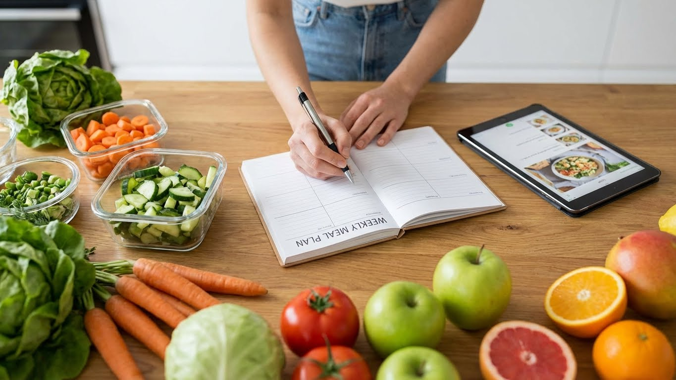 Meal planning tips displayed in a simple weekly meal schedule
